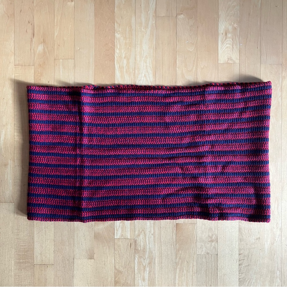 NEW J.Crew wool-blend infinity scarf red navy diamond stitch